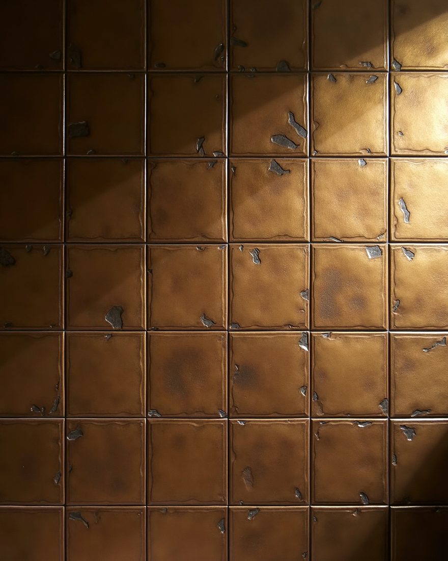 Solid bronze field tile with living patina